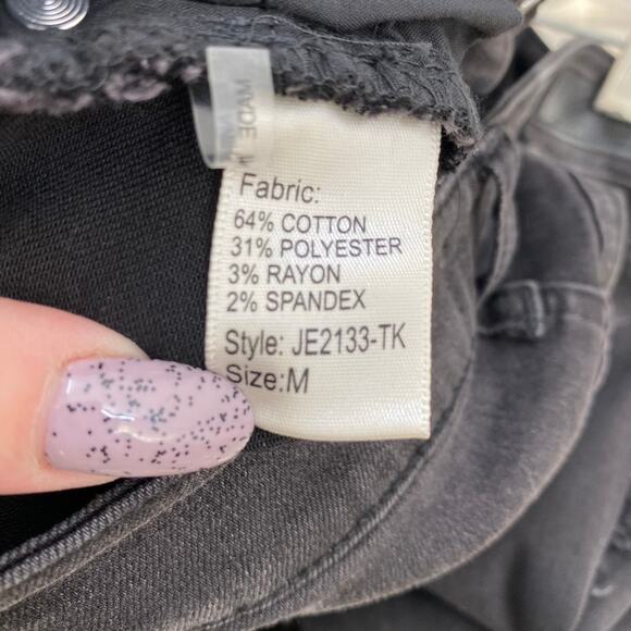 Elan Black Side Fray Fringe Mid-Rise Skinny Jeans Stretch - Medium 28 29 - Picture 12 of 14